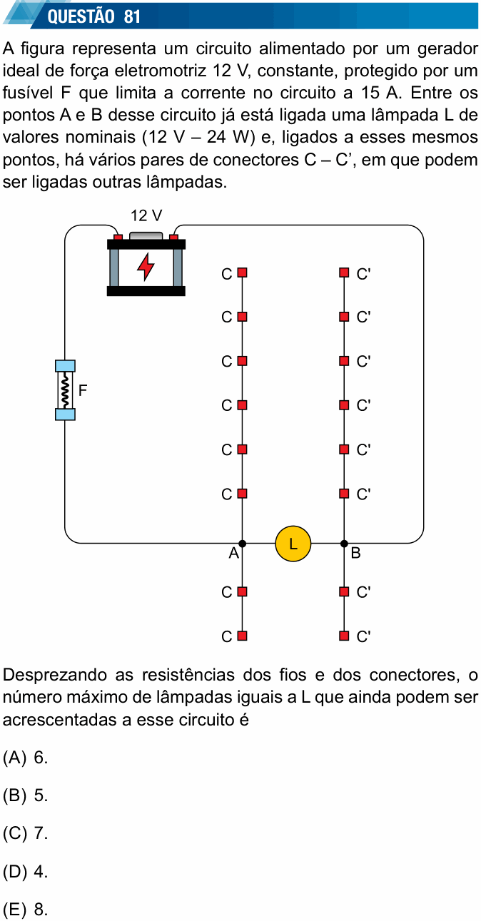 Enunciado da questão 81 de Física do UNESP 2024 (meio de ano)