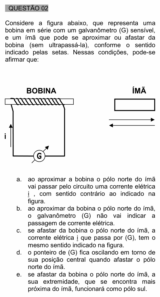 Enunciado da questão 2 de Física do UNEMAT 2006