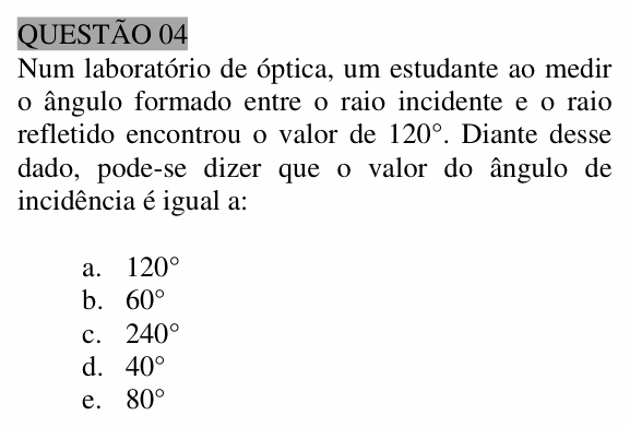 Enunciado da questão 4 de Física do UNEMAT 2006 (2º semestre)