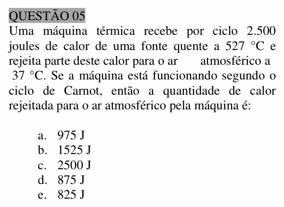 Enunciado da questão 5 de Física do UNEMAT 2006 (2º semestre)