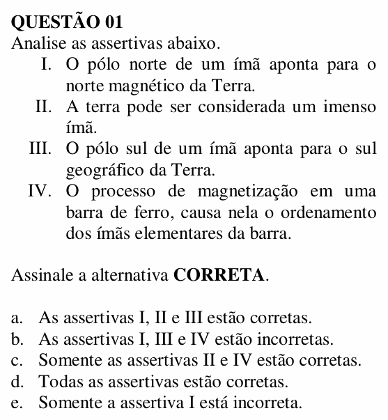 Enunciado da questão 1 de Física do UNEMAT 2007