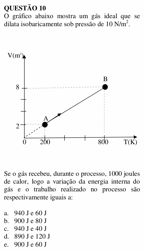 Enunciado da questão 10 de Física do UNEMAT 2007