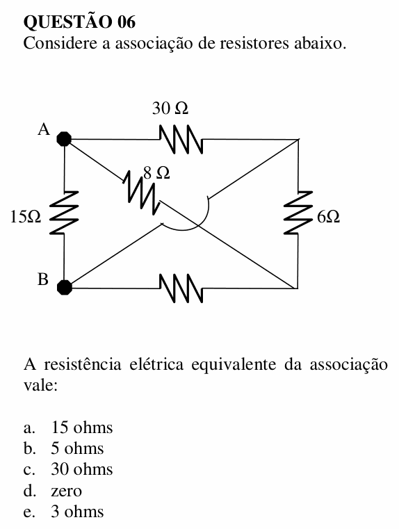 Enunciado da questão 6 de Física do UNEMAT 2007