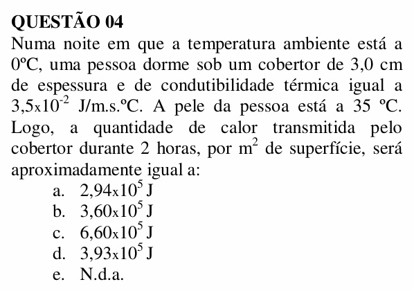Enunciado da questão 4 de Física do UNEMAT 2007 (2º semestre)