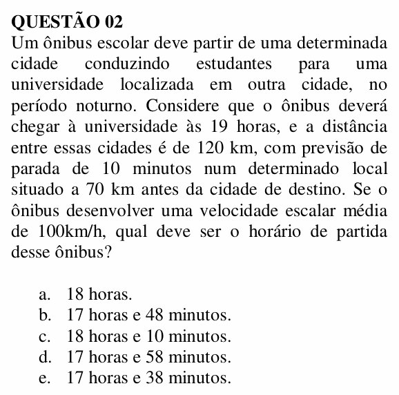 Enunciado da questão 2 de Física do UNEMAT 2008