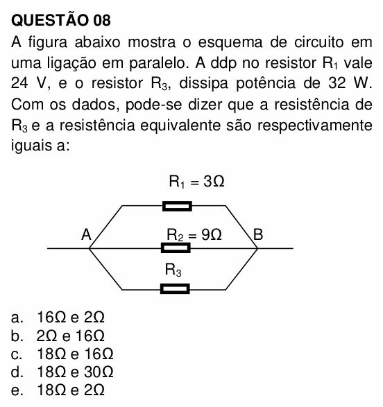 Enunciado da questão 8 de Física do UNEMAT 2010