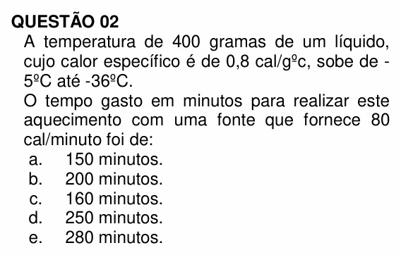Enunciado da questão 2 de Física do UNEMAT 2010 (2º semestre)