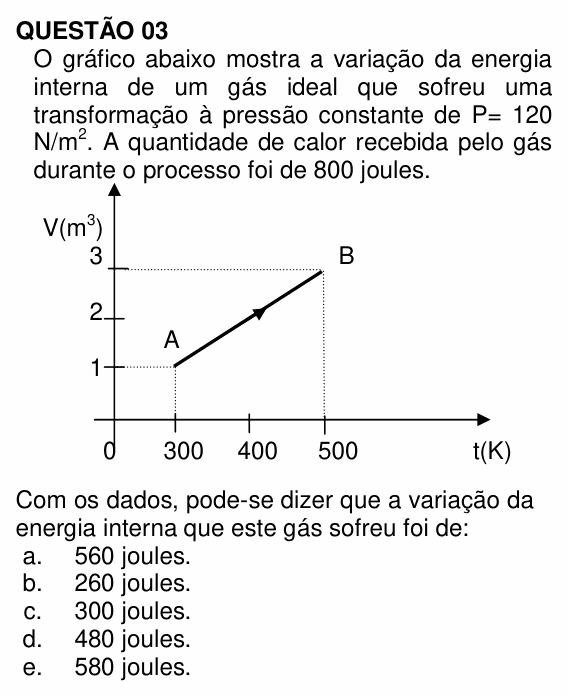Enunciado da questão 3 de Física do UNEMAT 2010 (2º semestre)