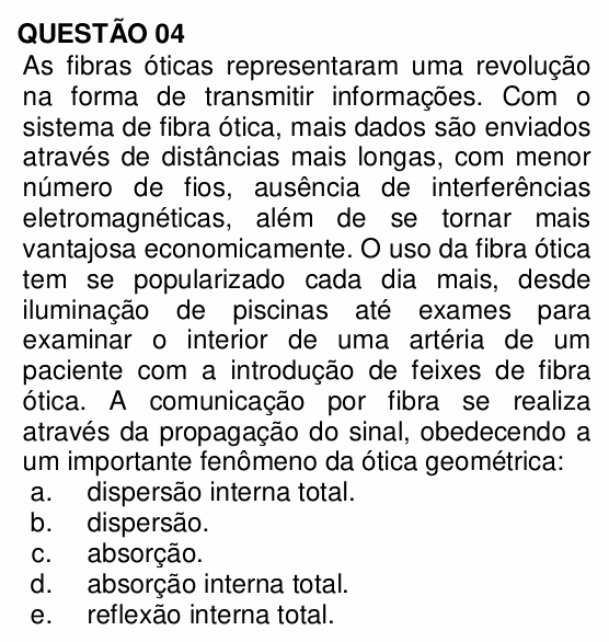 Enunciado da questão 4 de Física do UNEMAT 2011