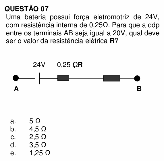 Enunciado da questão 7 de Física do UNEMAT 2011