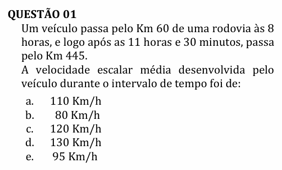 Enunciado da questão 1 de Física do UNEMAT 2011 (2º semestre)