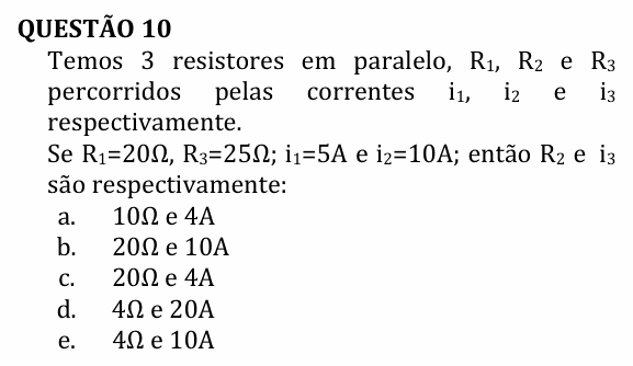 Enunciado da questão 10 de Física do UNEMAT 2011 (2º semestre)