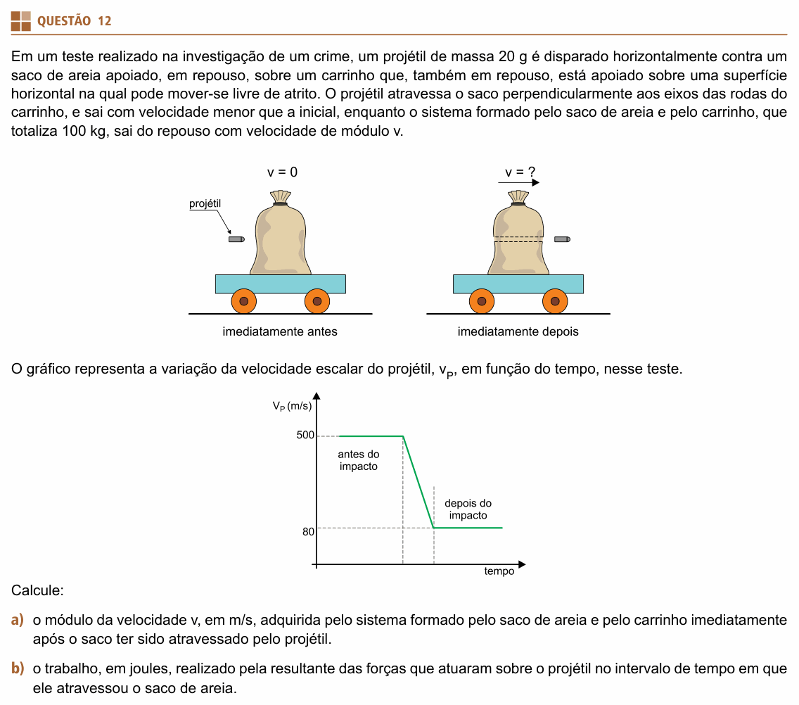 Enunciado da questão 12 de Física do UNIFESP 2017