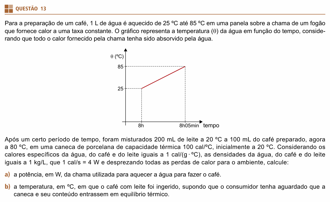 Enunciado da questão 13 de Física do UNIFESP 2018