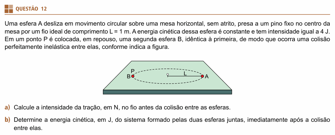 Enunciado da questão 12 de Física do UNIFESP 2019