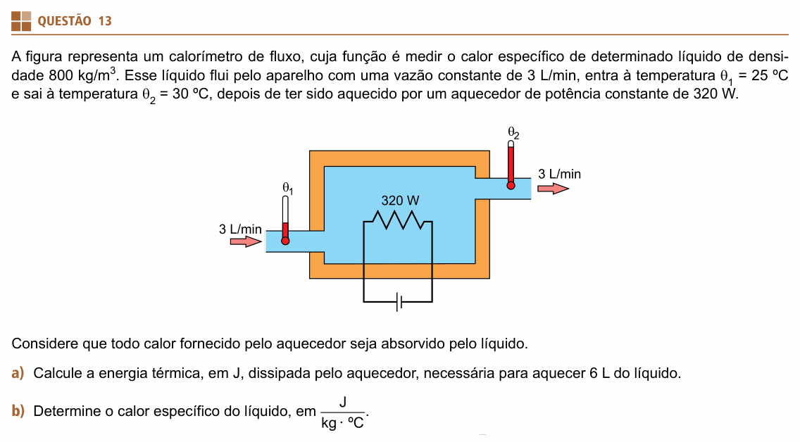 Enunciado da questão 13 de Física do UNIFESP 2019