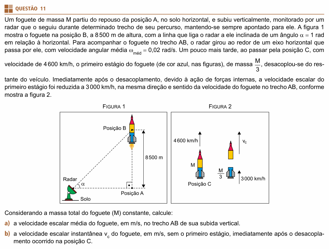 Enunciado da questão 11 de Física do UNIFESP 2020