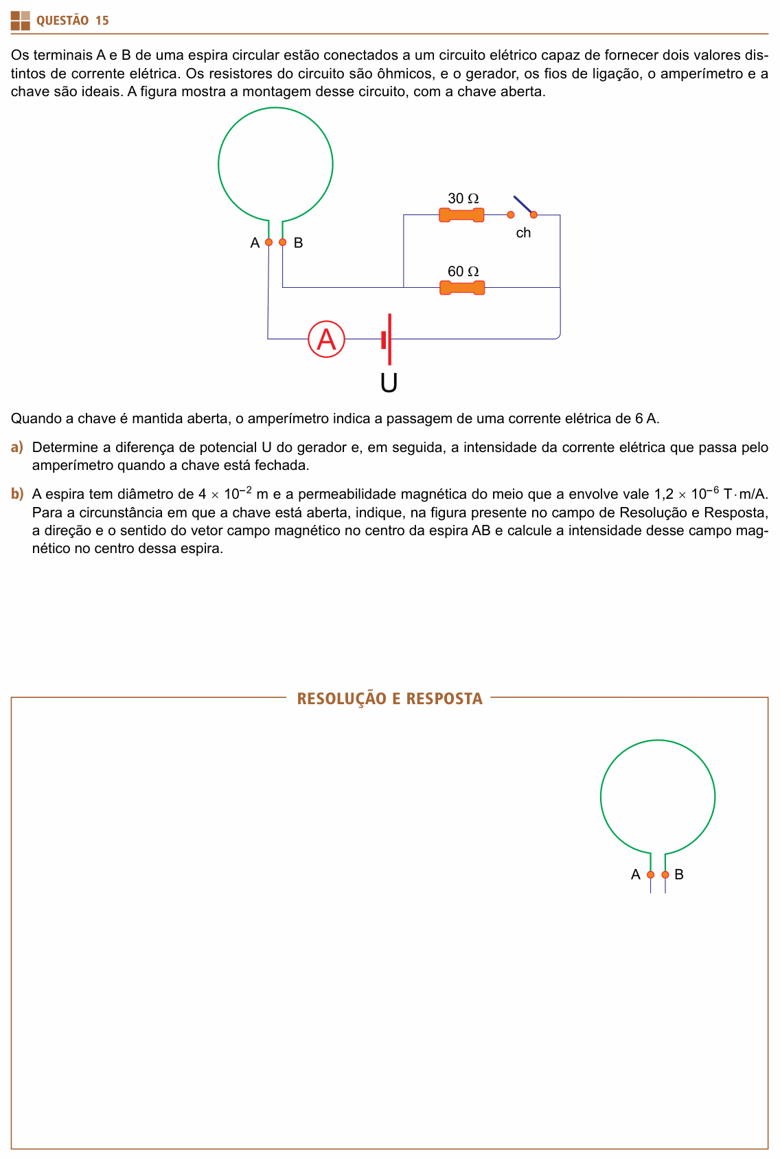 Enunciado da questão 15 de Física do UNIFESP 2021