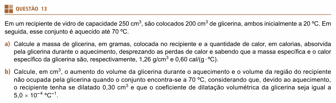 Enunciado da questão 13 de Física do UNIFESP 2022