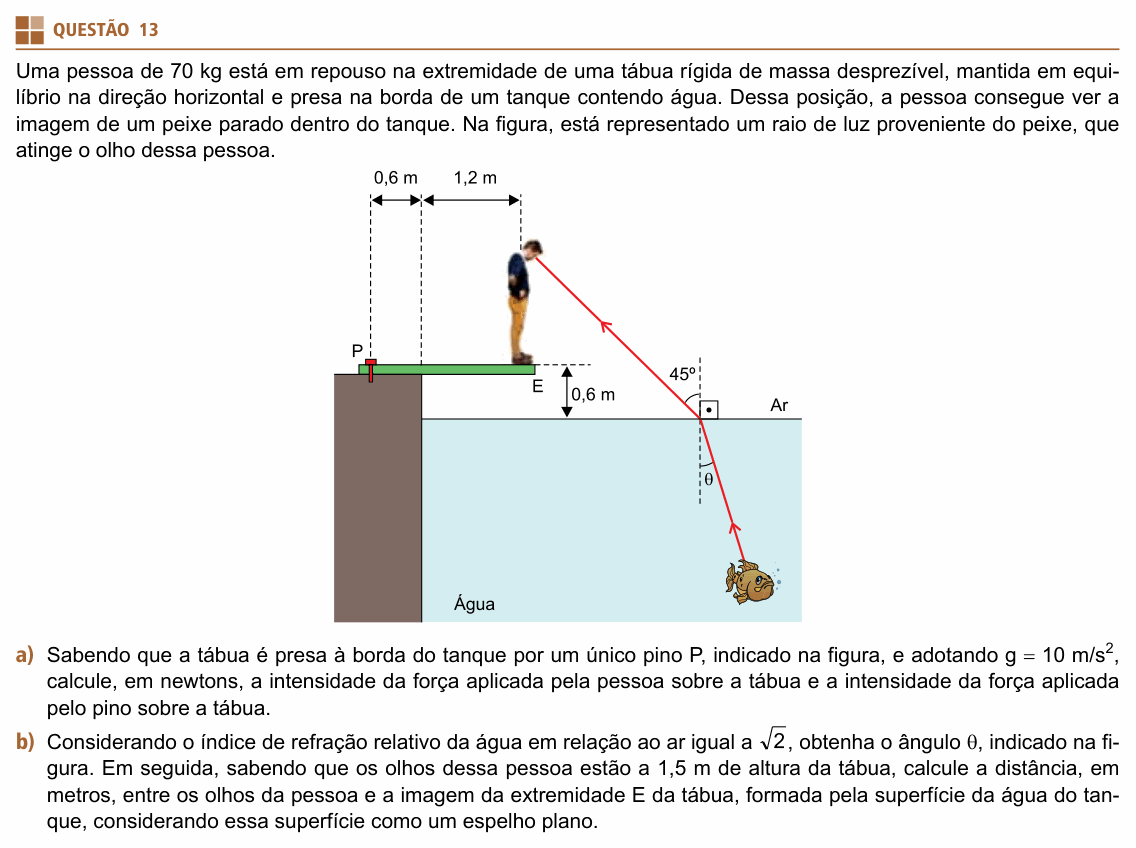 Enunciado da questão 13 de Física do UNIFESP 2023