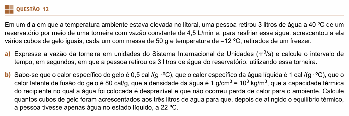 Enunciado da questão 12 de Física do UNIFESP 2024 (nova aplicação)