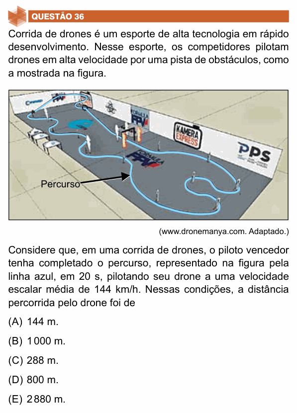 Enunciado da questão 36 de Física do UNIFIMES 2024 (Trindade, 1º semestre)
