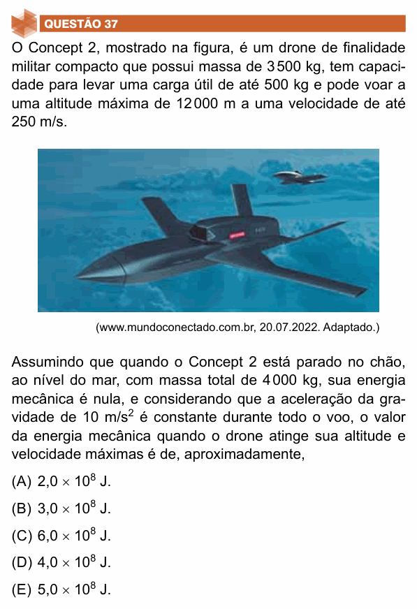 Enunciado da questão 37 de Física do UNIFIMES 2024 (Trindade, 1º semestre)