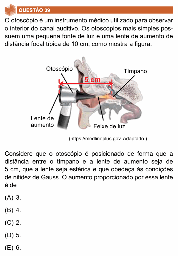 Enunciado da questão 39 de Física do UNIFIMES 2024 (Trindade, 1º semestre)
