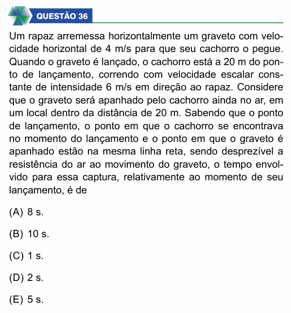 Enunciado da questão 36 de Física do UNIFIMES 2025 (Mineiros, 2º semestre)