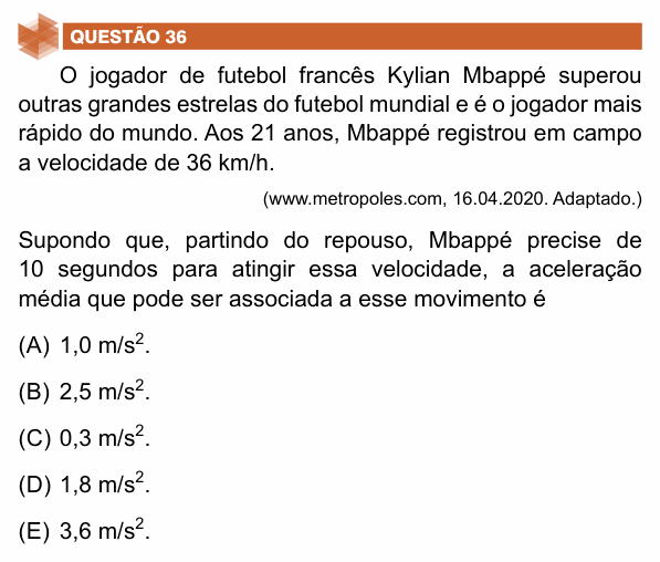 Enunciado da questão 36 de Física do UNIFIMES 2025 (Trindade, 1º semestre)