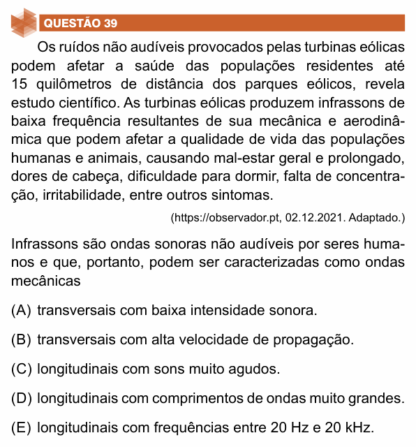 Enunciado da questão 39 de Física do UNIFIMES 2025 (Trindade, 1º semestre)