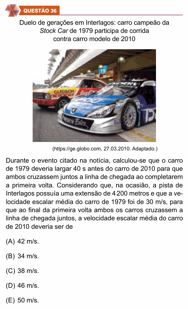 Enunciado da questão 36 de Física do UNIFIMES 2025 (Trindade, 2º semestre)