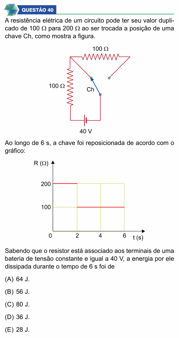 Enunciado da questão 40 de Física do UNIFIMES 2026 (Mineiros, 1º semestre)