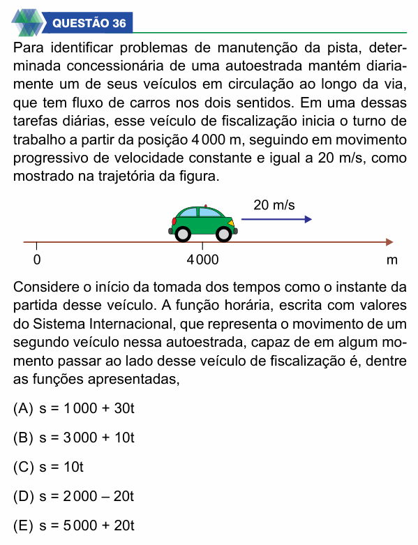Enunciado da questão 36 de Física do UNIFIMES 2026 (Mineiros, 2º semestre)