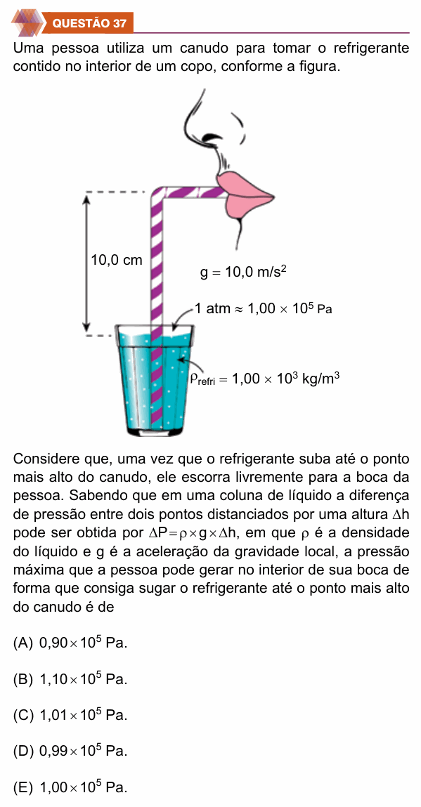 Enunciado da questão 37 de Física do UNIFIMES 2026 (Trindade, 1º semestre)