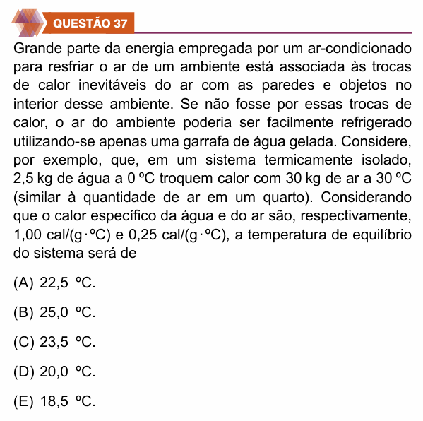 Enunciado da questão 37 de Física do UNIFIMES 2026 (Trindade, 2º semestre)