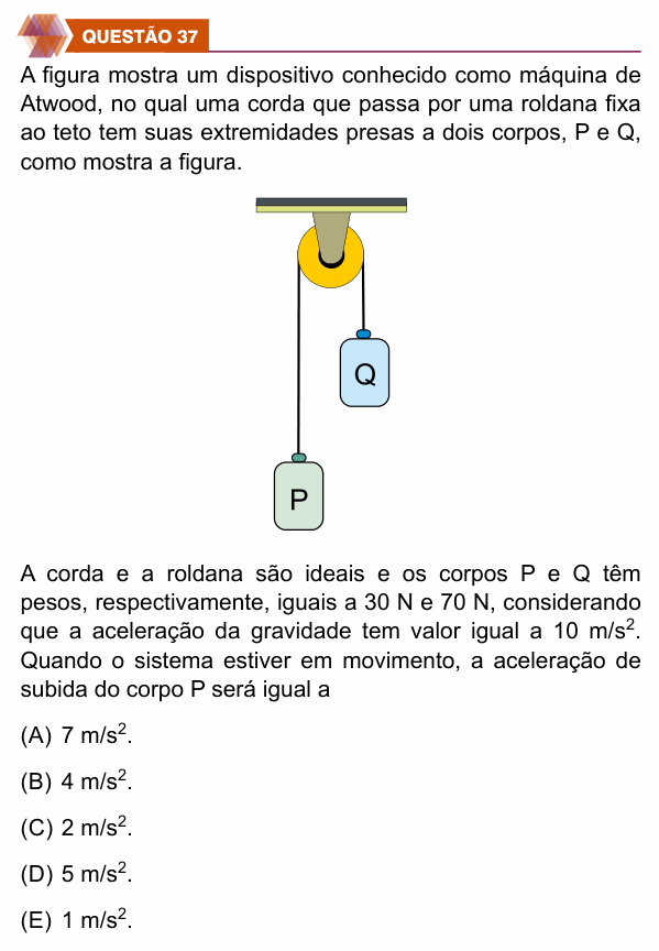 Enunciado da questão 37 de Física do UNIFIMES 2027 (Trindade, 1º semestre)