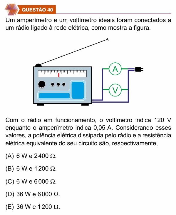 Enunciado da questão 40 de Física do UNIFIMES 2027 (Trindade, 1º semestre)