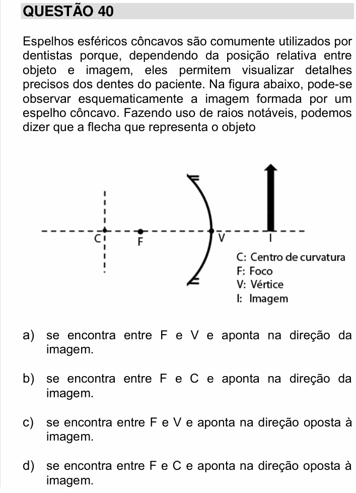 Enunciado da questão 40 de Física do UNICAMP 2015