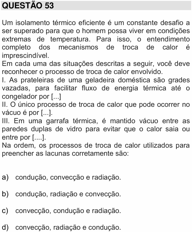 Enunciado da questão 53 de Física do UNICAMP 2016