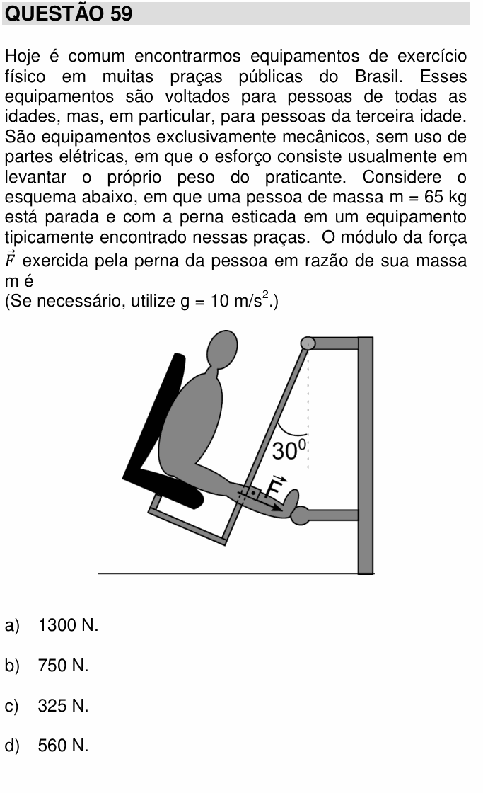 Enunciado da questão 59 de Física do UNICAMP 2017