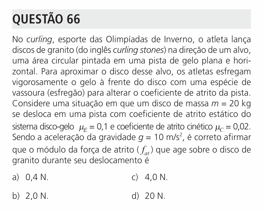 Enunciado da questão 66 de Física do UNICAMP 2027