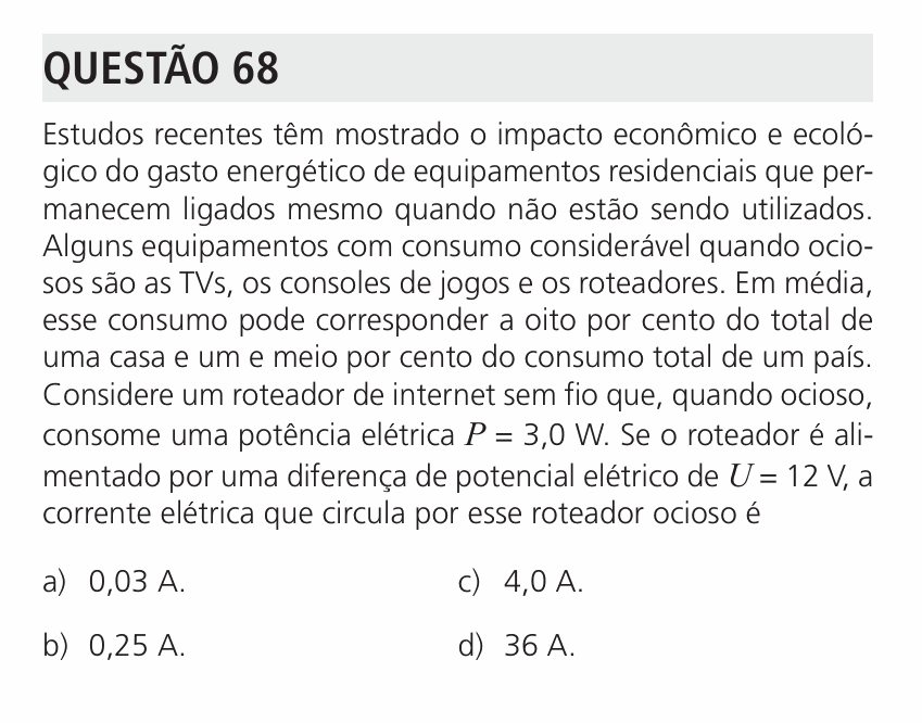 Enunciado da questão 68 de Física do UNICAMP 2027