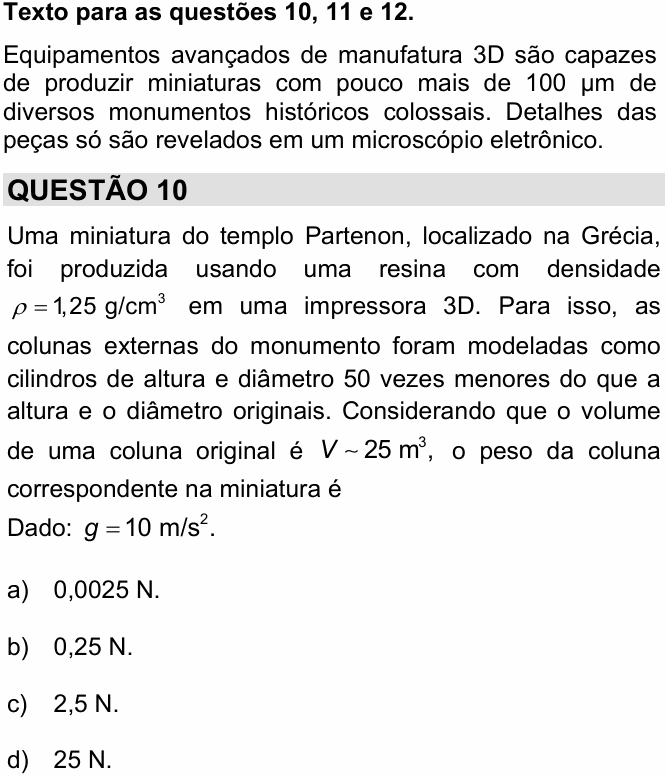 Enunciado da questão 10 de Física do Simulado UNICAMP 2027