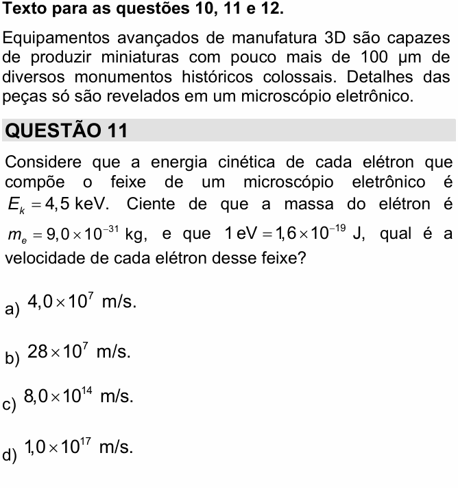 Enunciado da questão 11 de Física do Simulado UNICAMP 2027