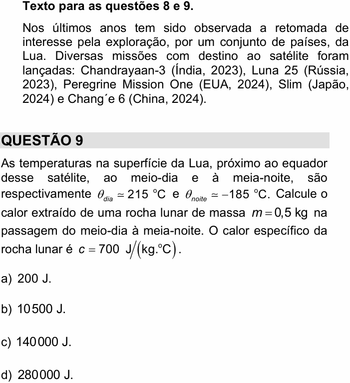 Enunciado da questão 9 de Física do Simulado UNICAMP 2027