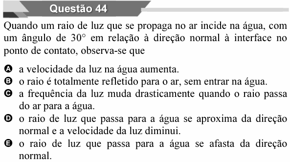Enunciado da questão 44 de Física do UNIFAL 2026