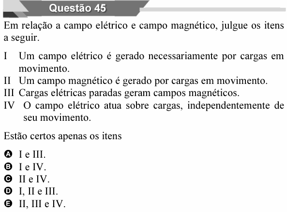 Enunciado da questão 45 de Física do UNIFAL 2026