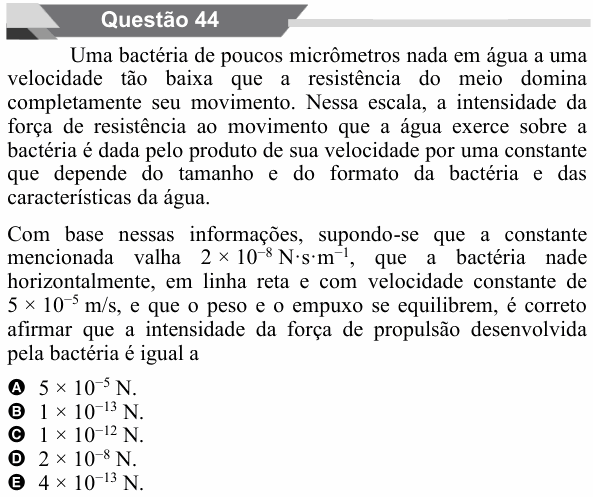Enunciado da questão 44 de Física do UNIFAL 2027