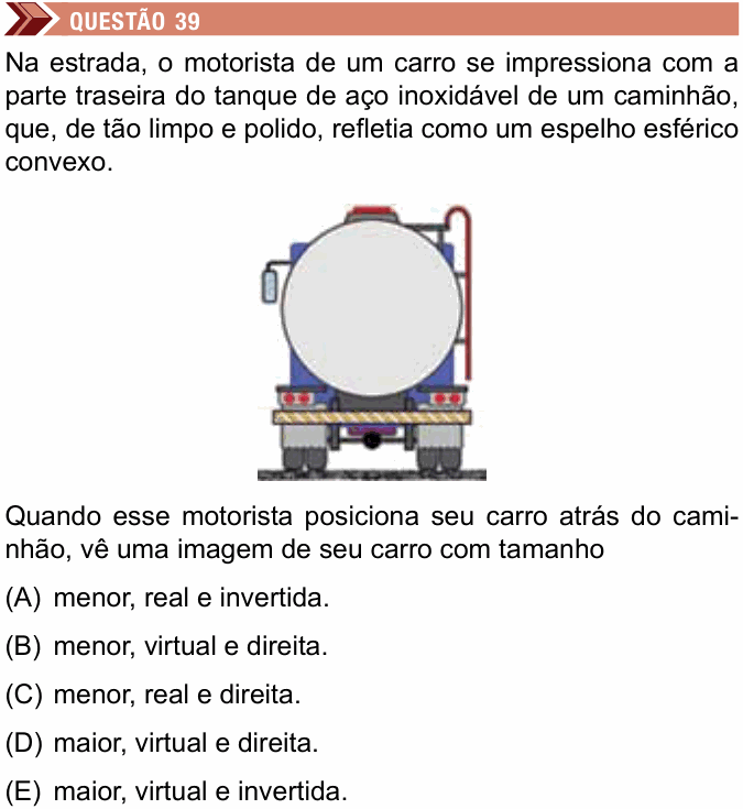 Enunciado da questão 39 de Física do Unimes 2017
